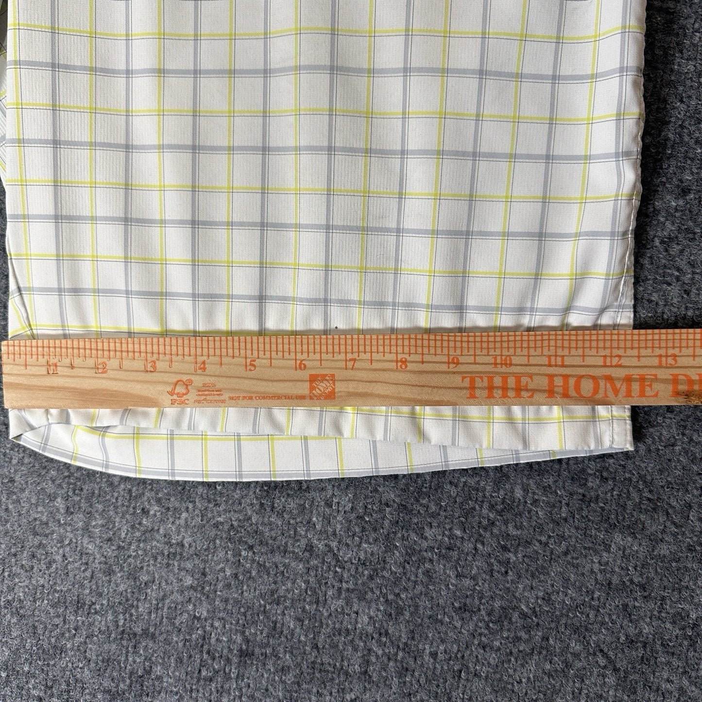 Nike Golf Shorts Men 40 (42) White Yellow Plaid Flat Front 11.5" High Rise Adult