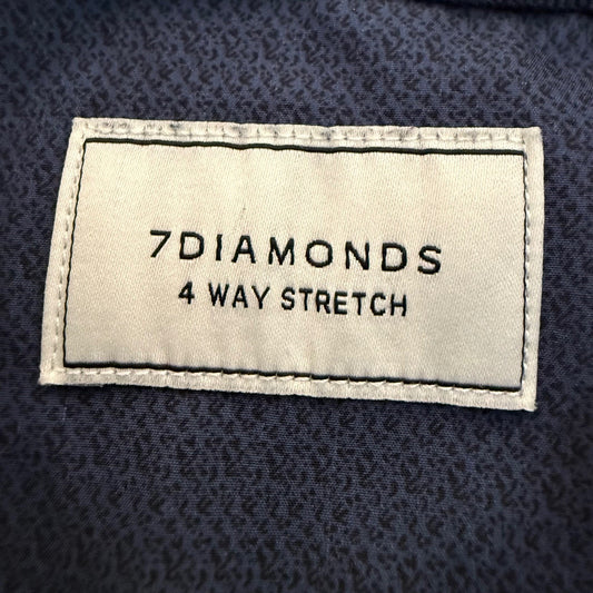 7 Diamonds 4 Way Stretch Shirt Mens Large Blue Geometric Short Sleeve Button Up