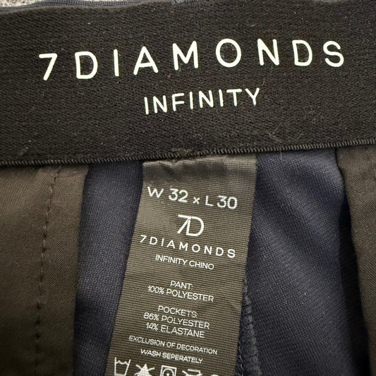 7 Diamonds Infinity Mens Chino Pants Navy Blue 32x30 (Fits 32x26) Stretch Casual