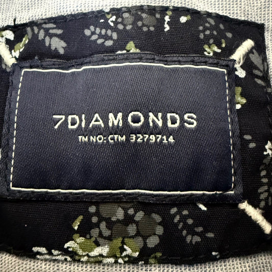 7 Diamonds Mens Large Navy Floral Short Sleeve Button Up Shirt Modern Nightlife
