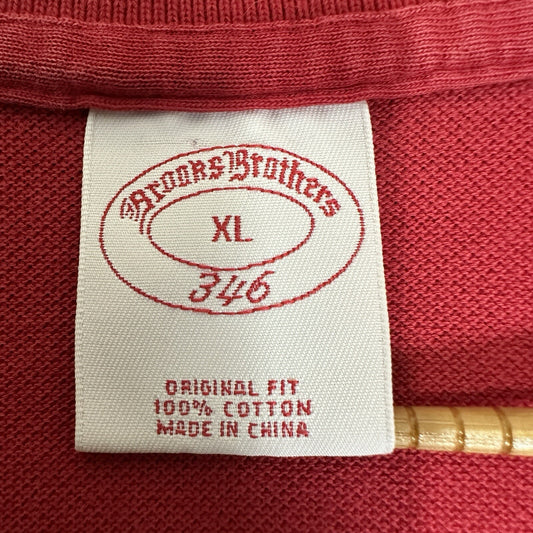 Brooks Brother 346 Polo Shirt Mens XL Red Solid Short Sleeve Cotton Casual Adult