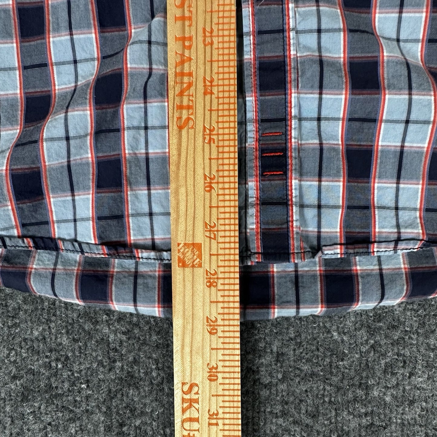 7 Diamonds Shirt Men Large Blue Plaid Long Sleeve Button Up Casual Pockets Adult