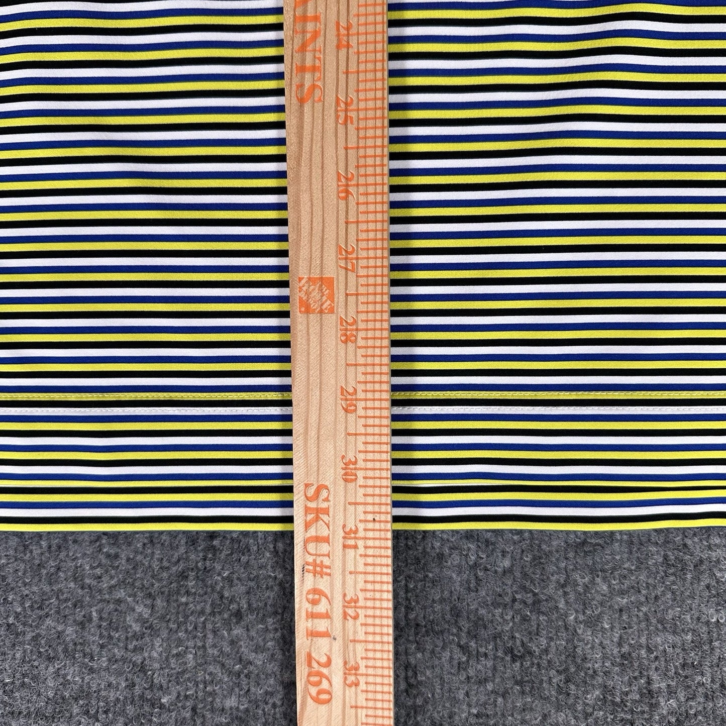 Footjoy Polo Shirt Mens Large Yellow Striped Golf Performance Short Sleeve Adult