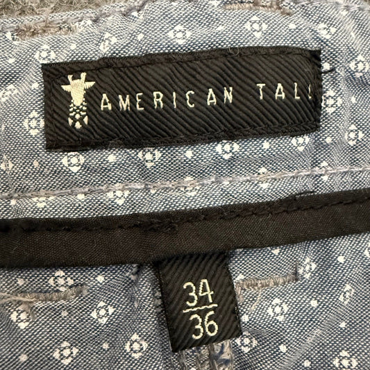 American Tall Pant Mens 34x36 Gray Casual Office Chino Workwear Everyday Comfort