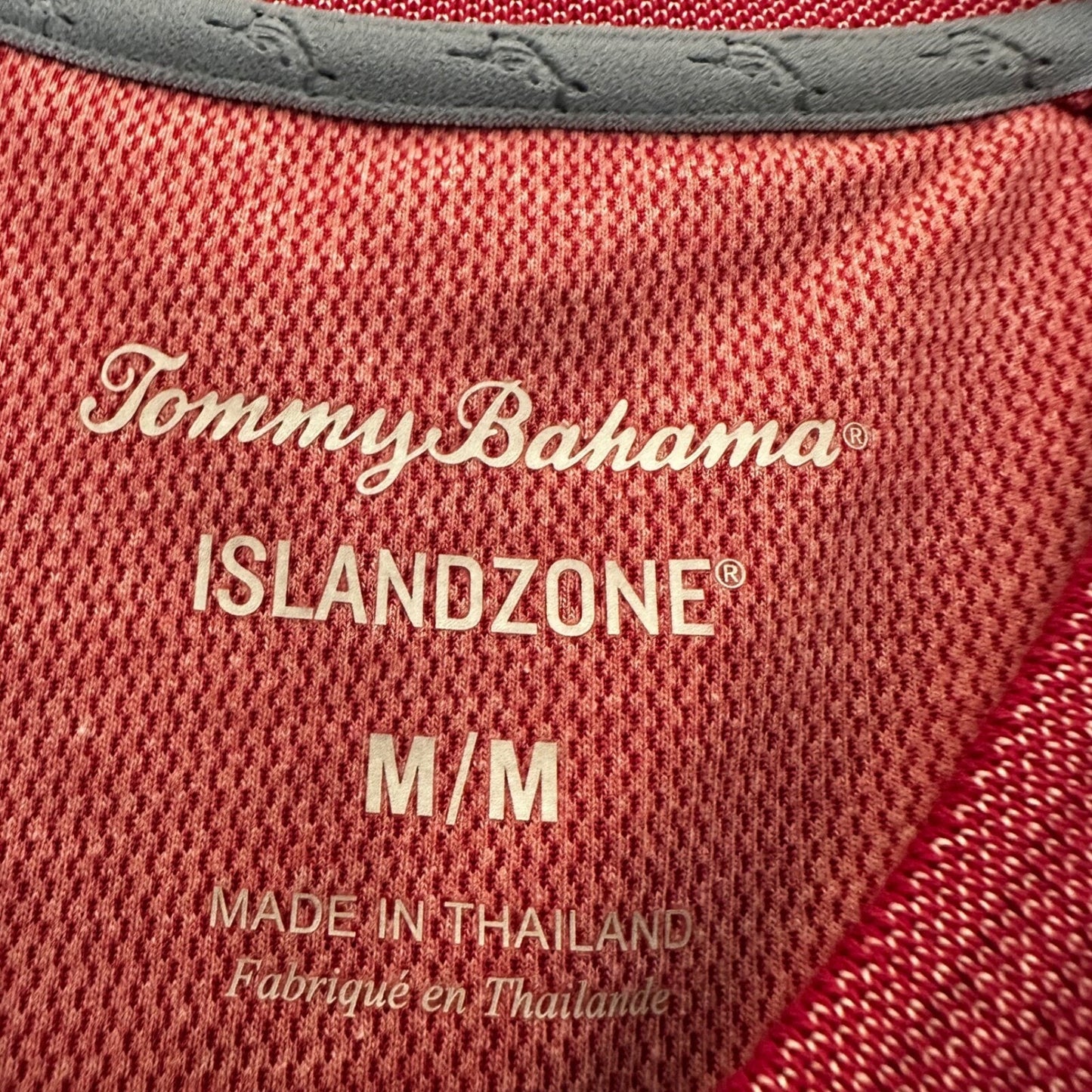 Tommy Bahama IslandZone Henley Shirt Moisture Wicking Heathered Red Medium