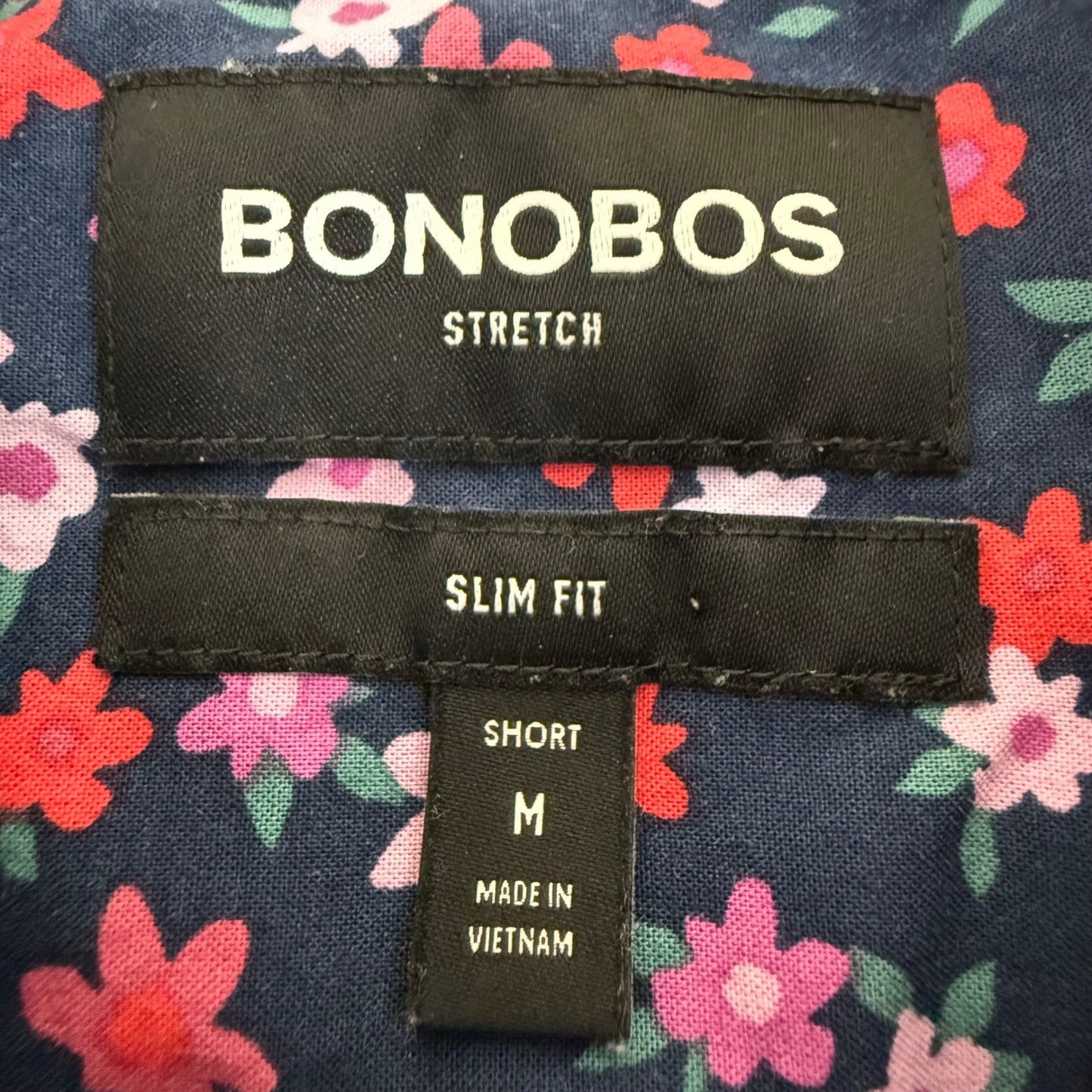 Bonobos Shirt Mens Medium Slim Fit Short Sleeve Button Up Floral Stretch Casual