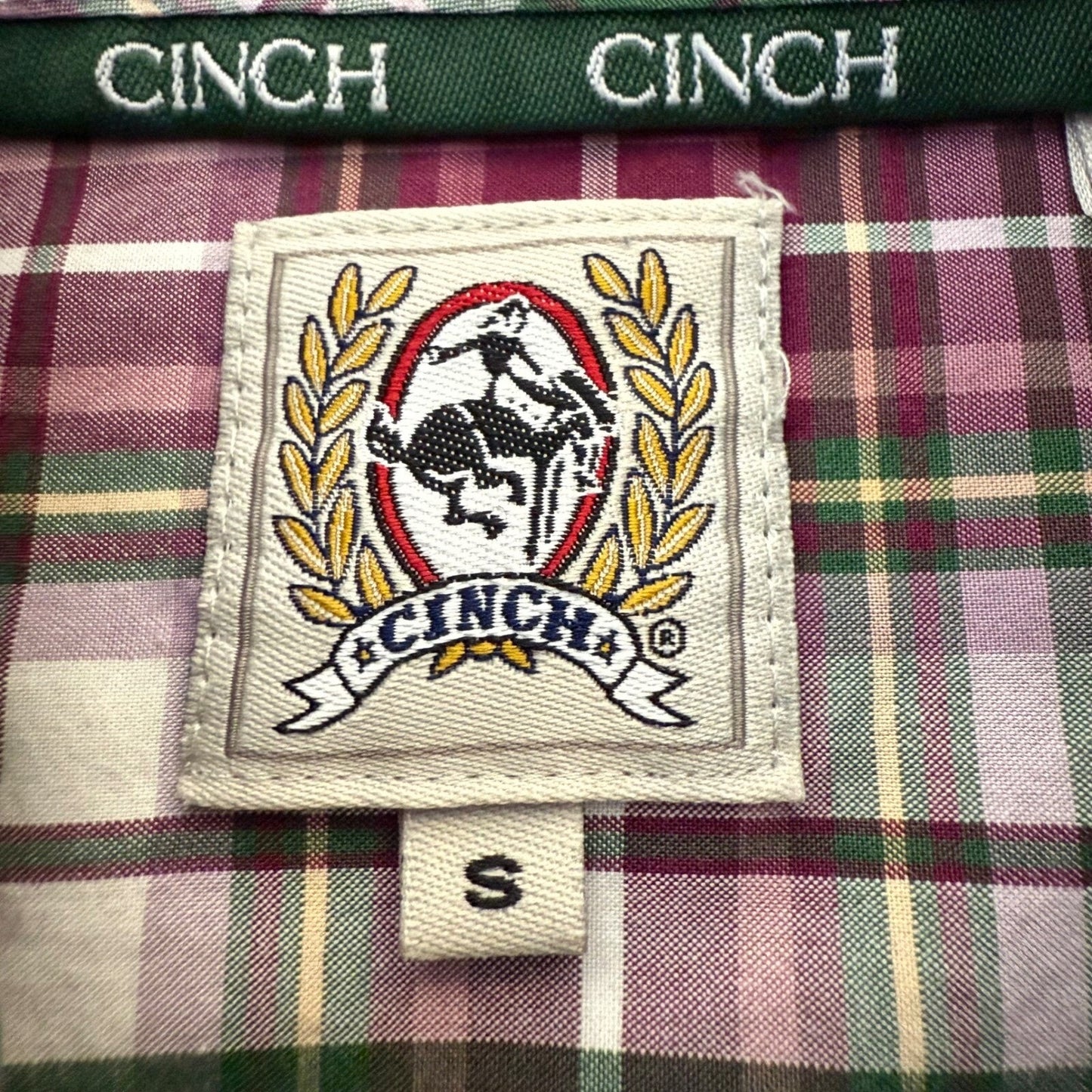 Cinch Western Plaid Shirt Mens Small Long Sleeve Button Down Cowboy Rodeo
