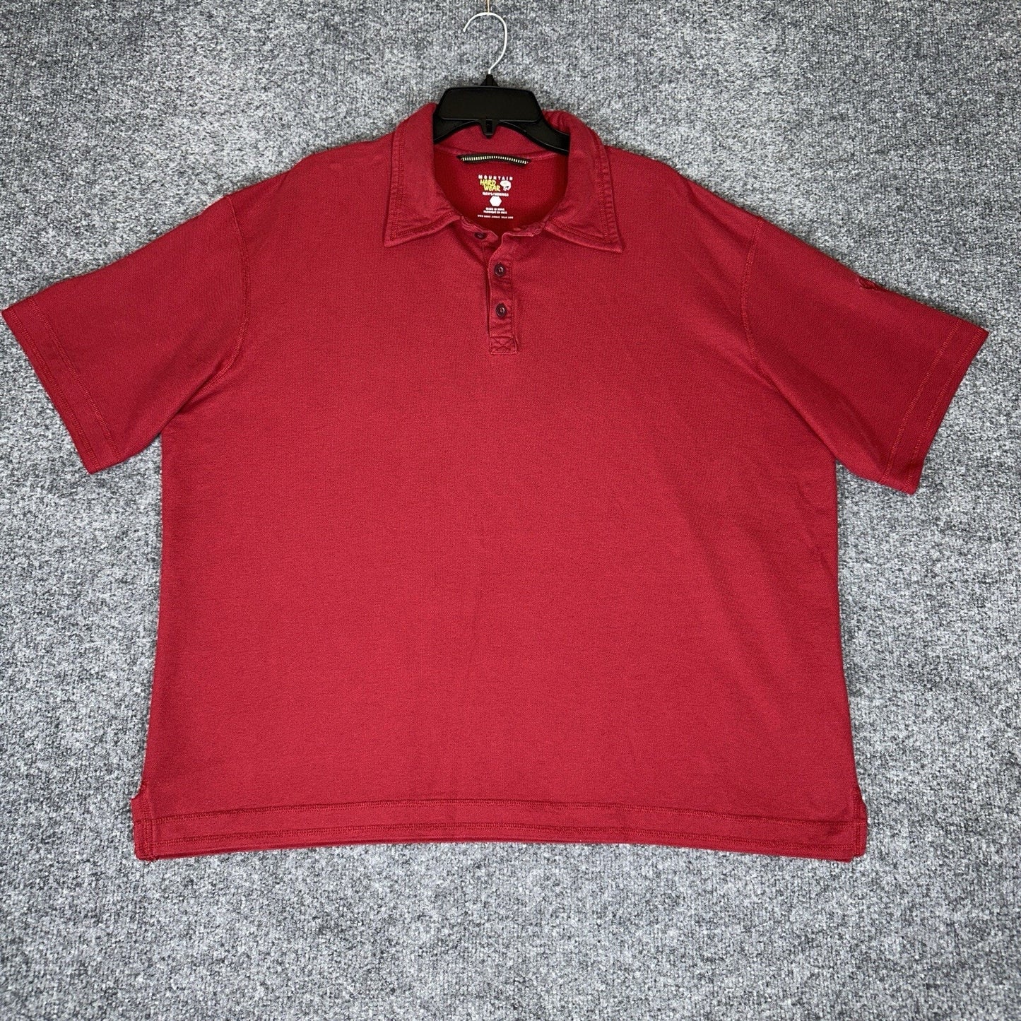 Mountain Hardwear Polo Shirt Mens 2XL (L) Red Solid Short Sleeve Casual Adult