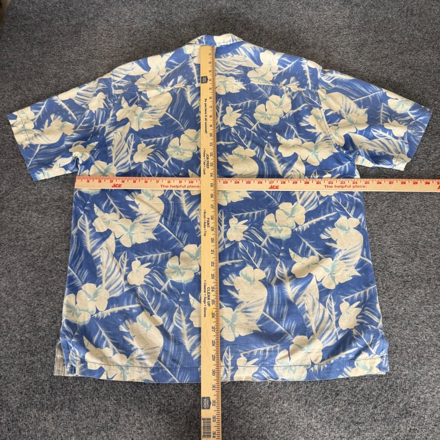 Tommy Bahama Mens Large Blue Floral 100% Silk Short Sleeve Button Up Shirt Aloha