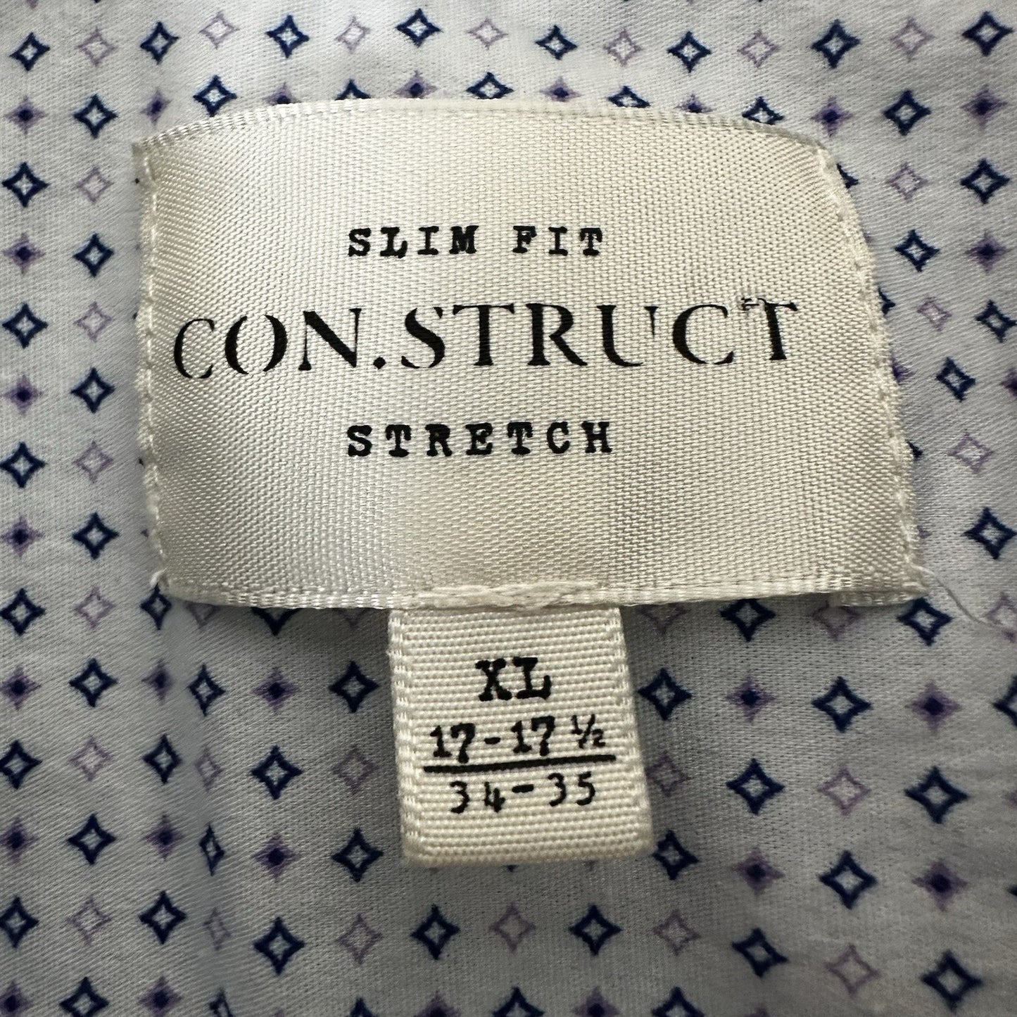 CON.STRUCT Shirt Mens XL Geometric Slim Fit Stretch Button Up Long Sleeve Casual