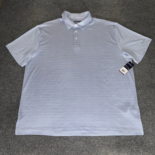 Ben Hogan Performance Polo Shirt Mens 2XL Blue Floral Golf Short Sleeve Athletic
