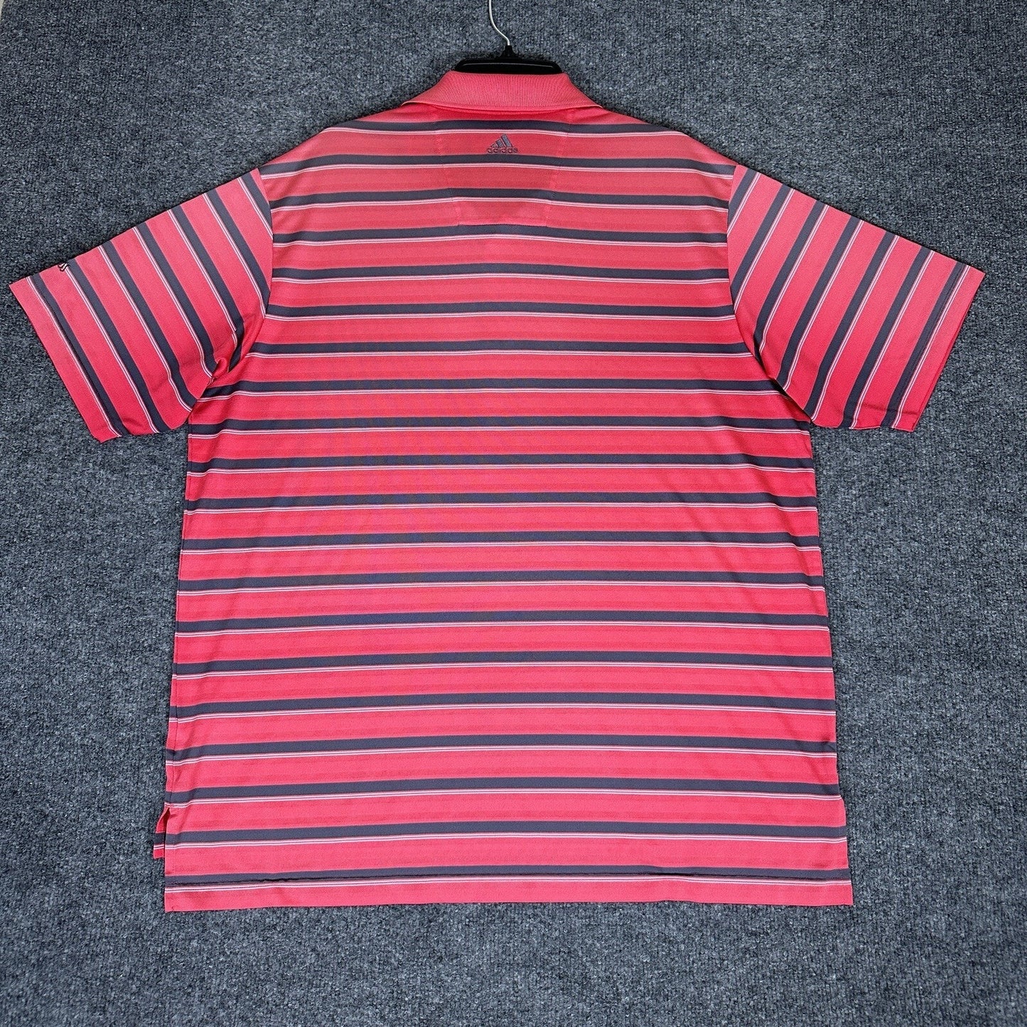 Adidas Shirt Men XL Red Grey Polo Striped Climalite Short Sleeve Polyester Adult