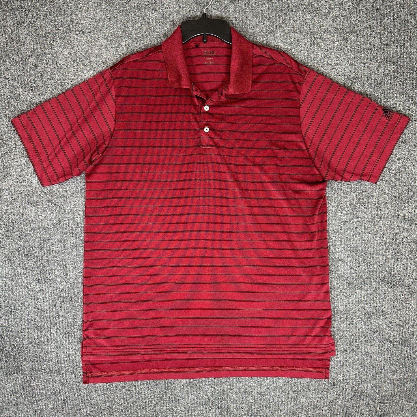 Adidas Shirt Mens XL Red Polo Striped Short Sleeve Climalite Polyester Adult