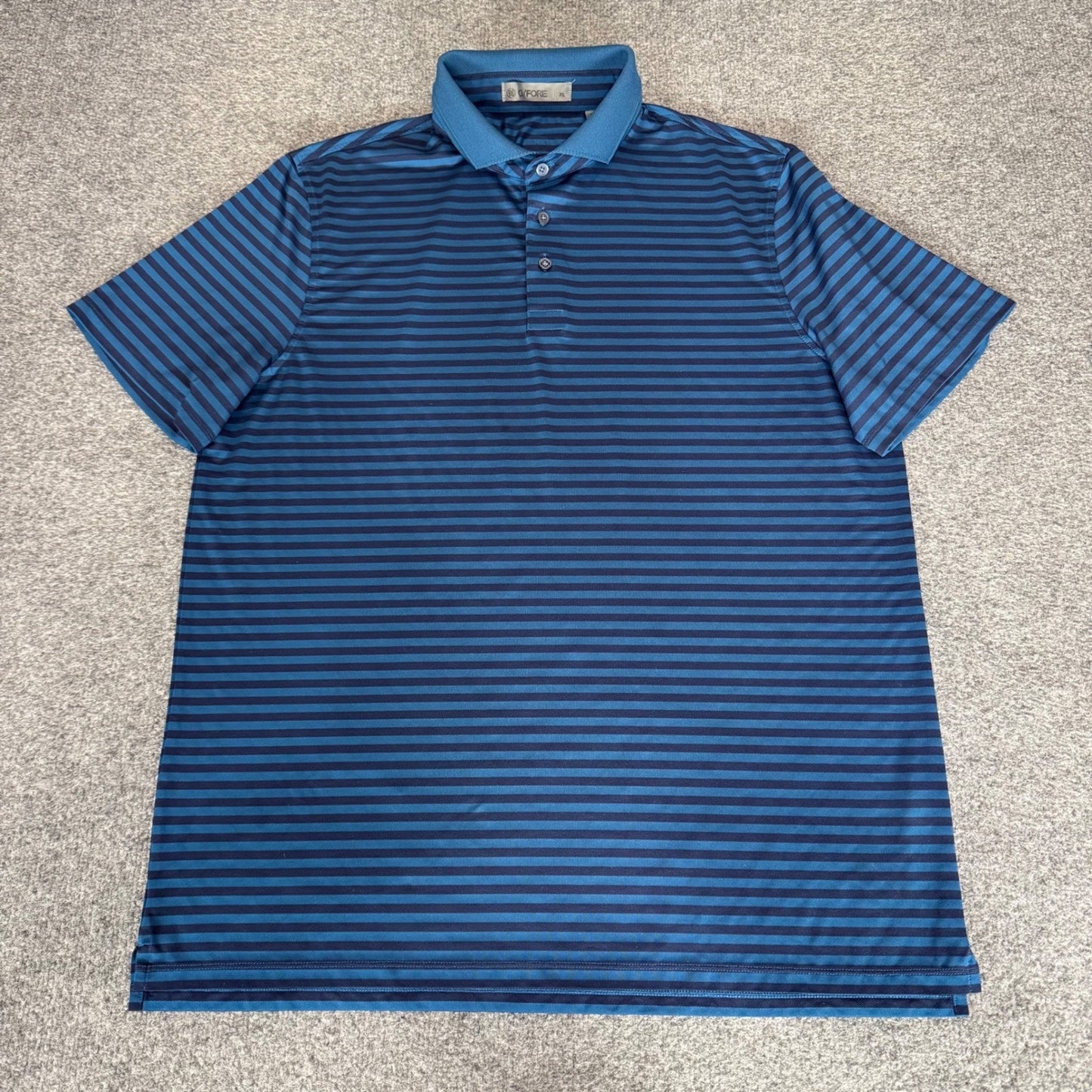 G/FORE Mens XL Blue Striped Performance Golf Polo Shirt Short Sleeve Stretch