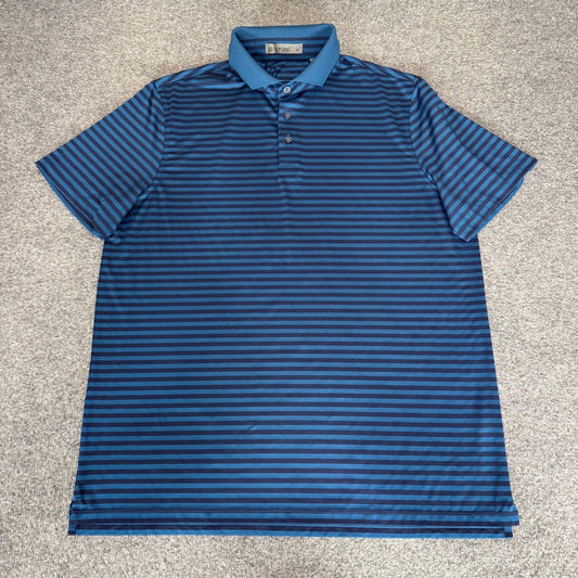 G/FORE Mens XL Blue Striped Performance Golf Polo Shirt Short Sleeve Stretch