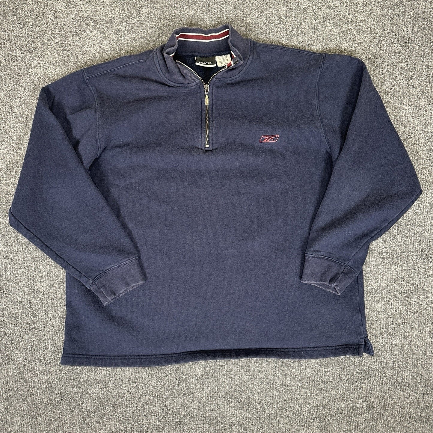 Reebok Sweatshirt Mens XL Blue Pullover 1/4 Zip Athletic Fleece Casual Warm