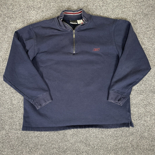 Reebok Sweatshirt Mens XL Blue Pullover 1/4 Zip Athletic Fleece Casual Warm