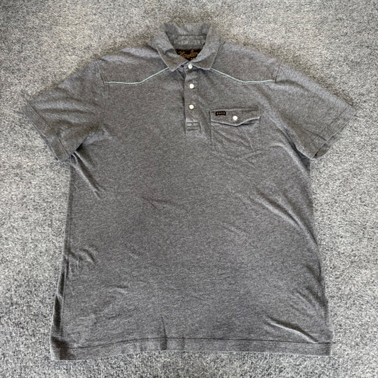 Howler Bros Polo Shirt Mens Medium Gray Pearl Snap Short Sleeve Soft Casual
