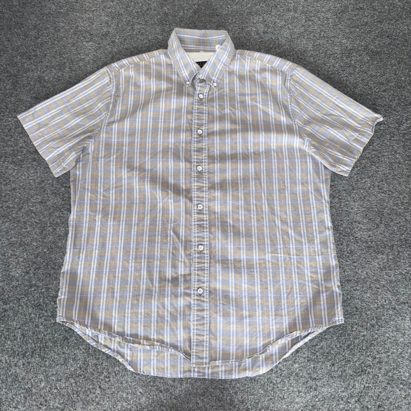 Rag & Bone Fit 2 Mens Large Blue Plaid Short Sleeve Button Down Shirt Casual