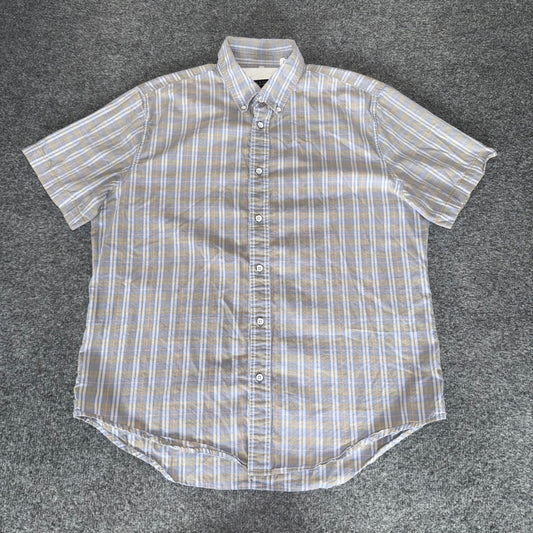 Rag & Bone Fit 2 Mens Large Blue Plaid Short Sleeve Button Down Shirt Casual