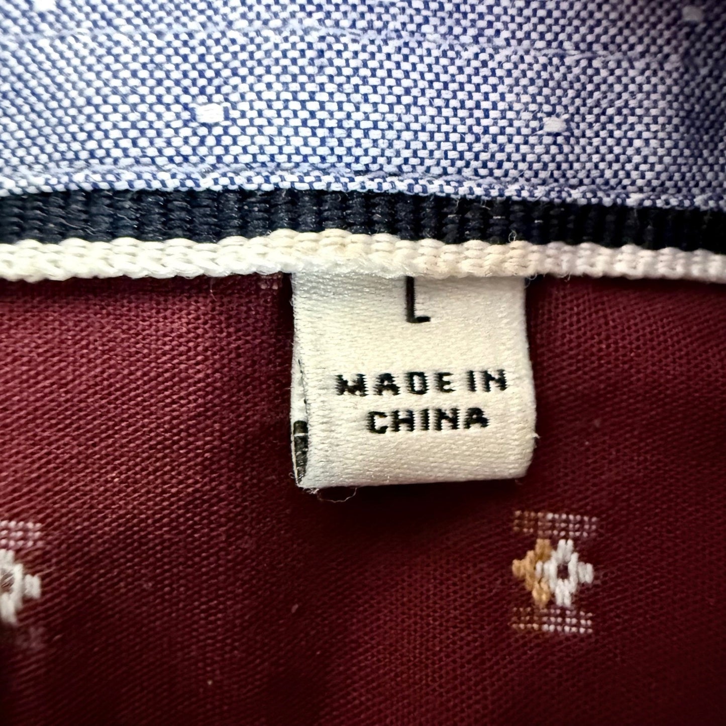 7 Diamonds Mens Large Short Sleeve Button Up Shirt Maroon Geometric Print Cotton