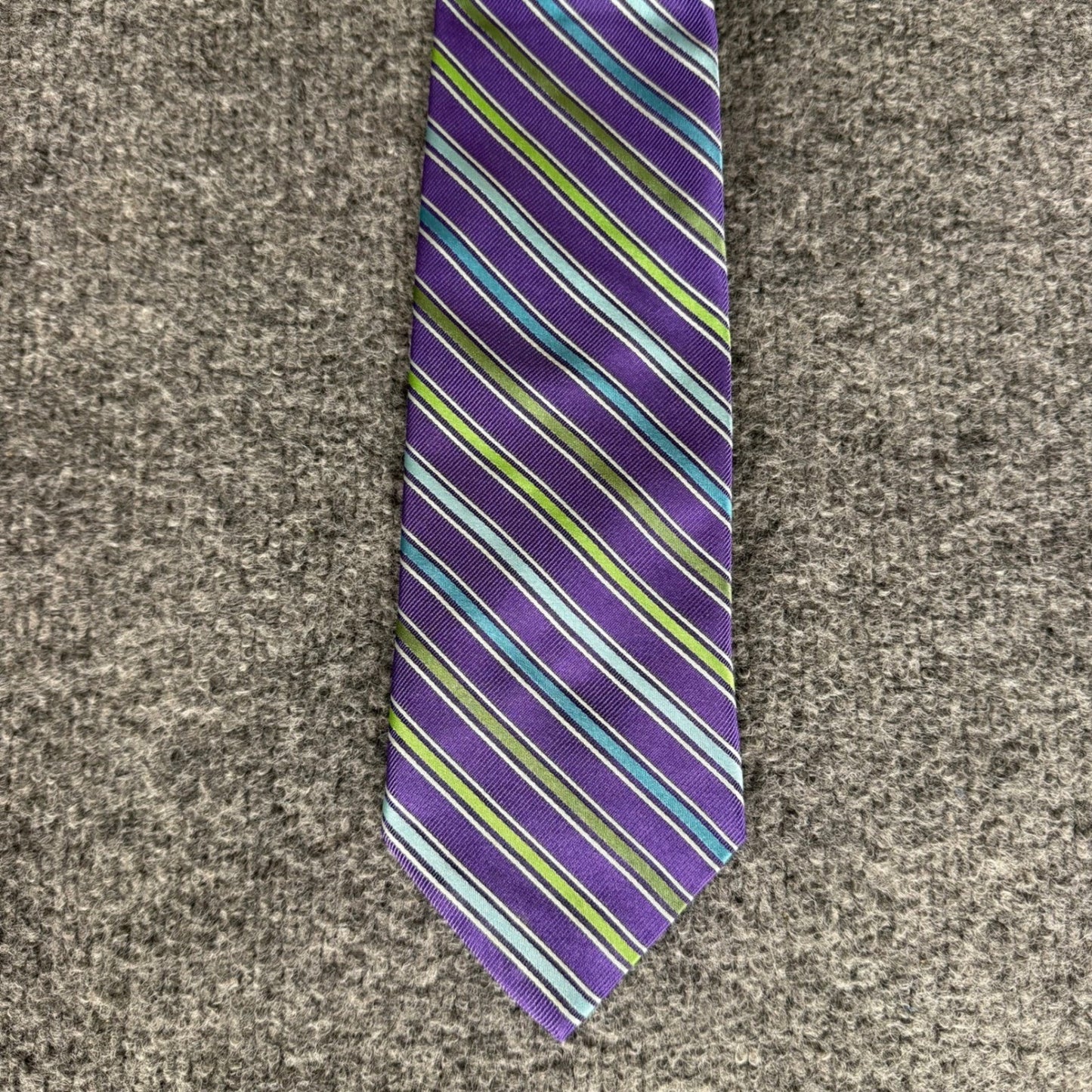 Brooks Brothers Makers Mens Purple Striped Silk Tie Woven in Italy Made in USA