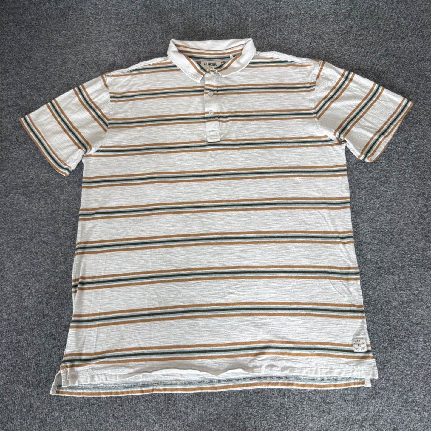 Linksoul Mens XL Striped Cotton Polo Shirt Golf Casual Short Sleeve Soft Classic