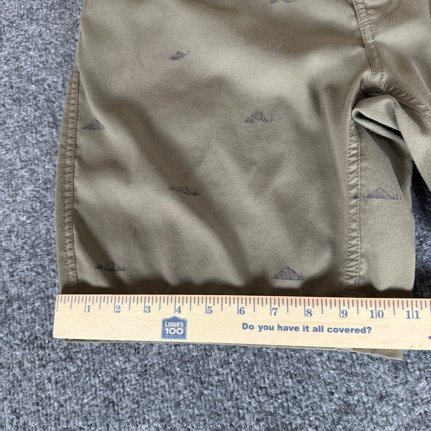 prAna Brion Shorts Mens 32 Olive Green Geometric Hiking Outdoor Casual Stretch