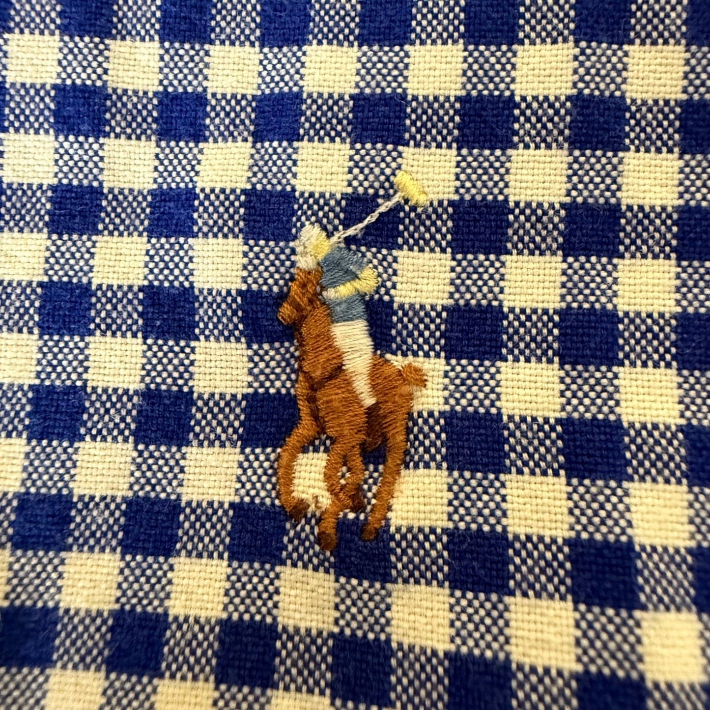Polo Ralph Lauren Shirt Mens XL Blue Gingham Flesh Pony Short Sleeve Casual