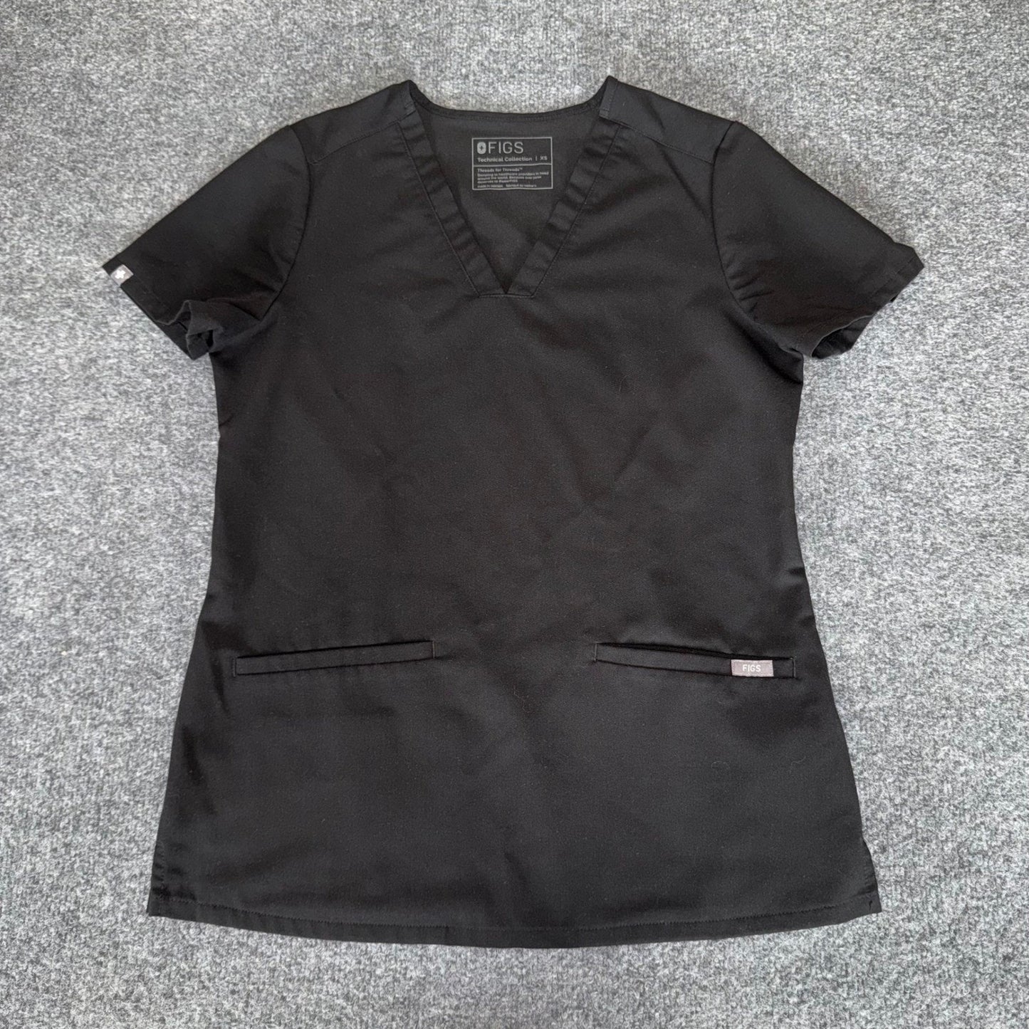 FIGS Casma Scrub Top Shirt Womens XS Black Medical Uniform Nursing Dental Clinic
