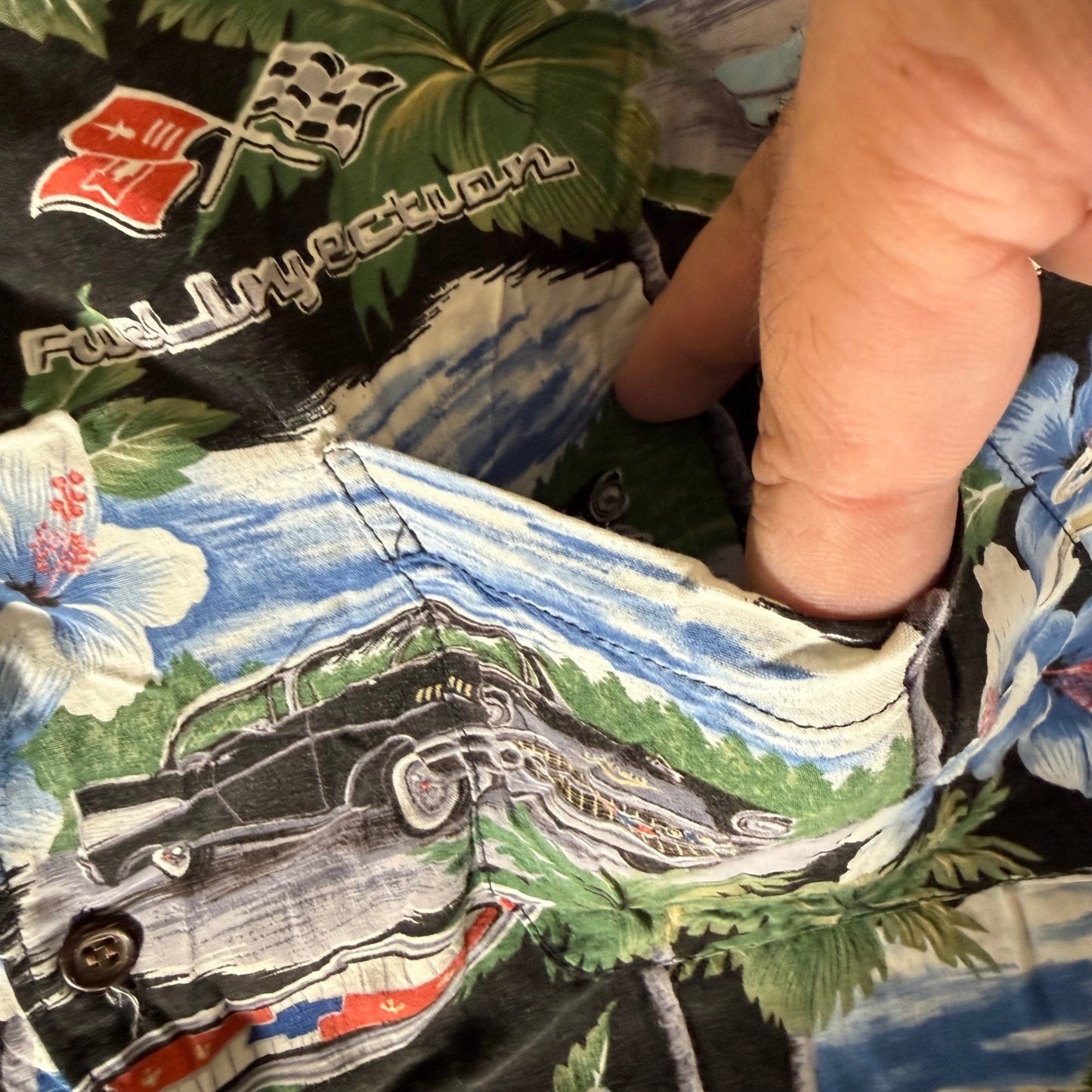 Reyn Spooner Hawaiian Shirt Mens XL Cars Floral Aloha Camp Casual