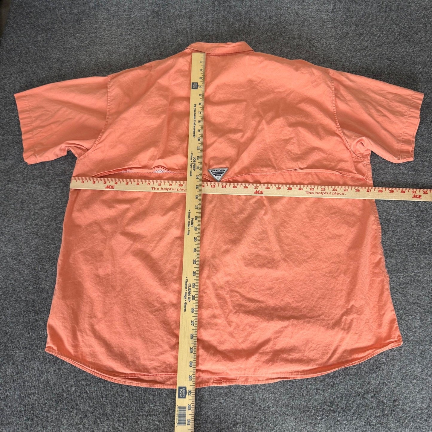 Columbia PFG Mens XL Short Sleeve Button Down Fishing Shirt Coral Orange Cotton
