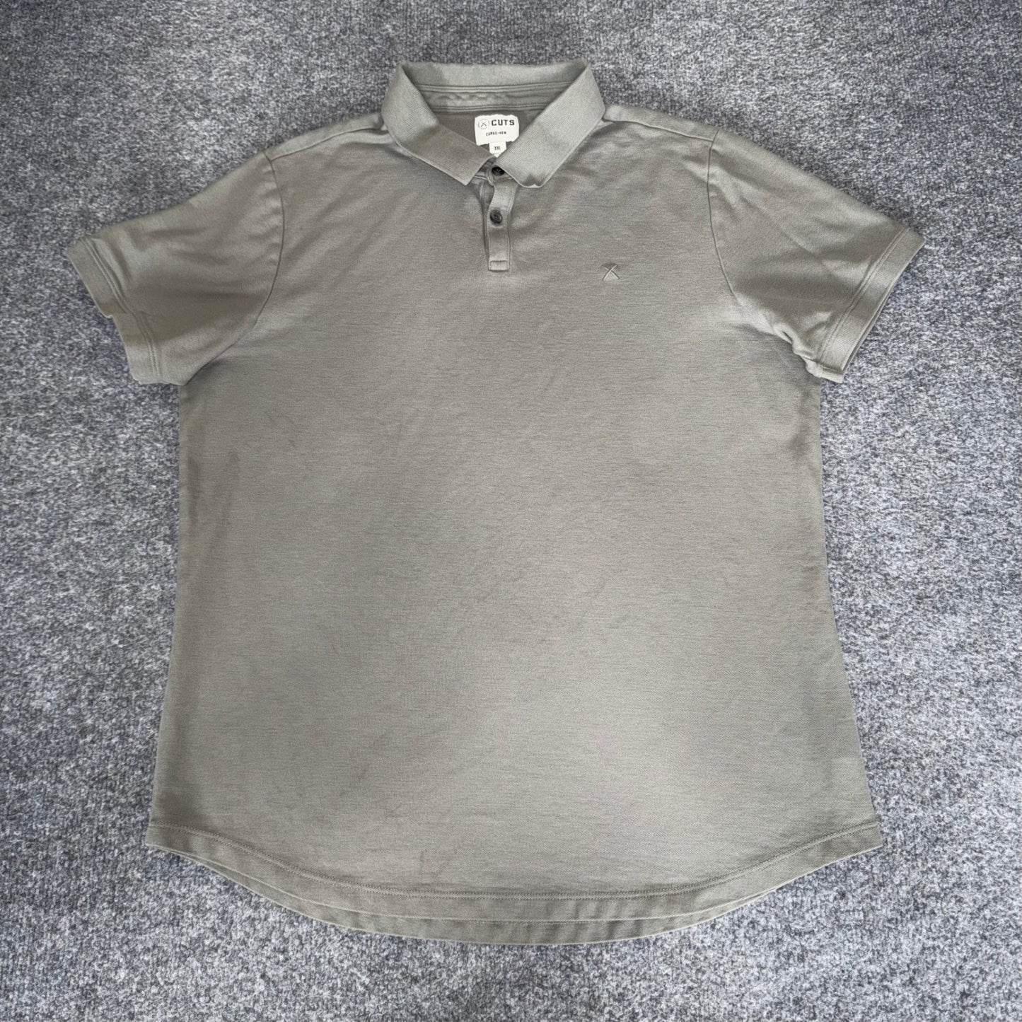 Cuts Polo Shirt Mens XXL Green Curve Hem Short Sleeve Pima Cotton Casual Office