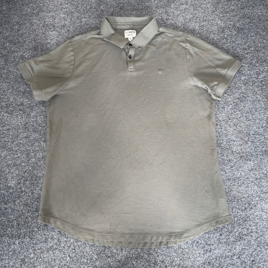 Cuts Polo Shirt Mens XXL Green Curve Hem Short Sleeve Pima Cotton Casual Office