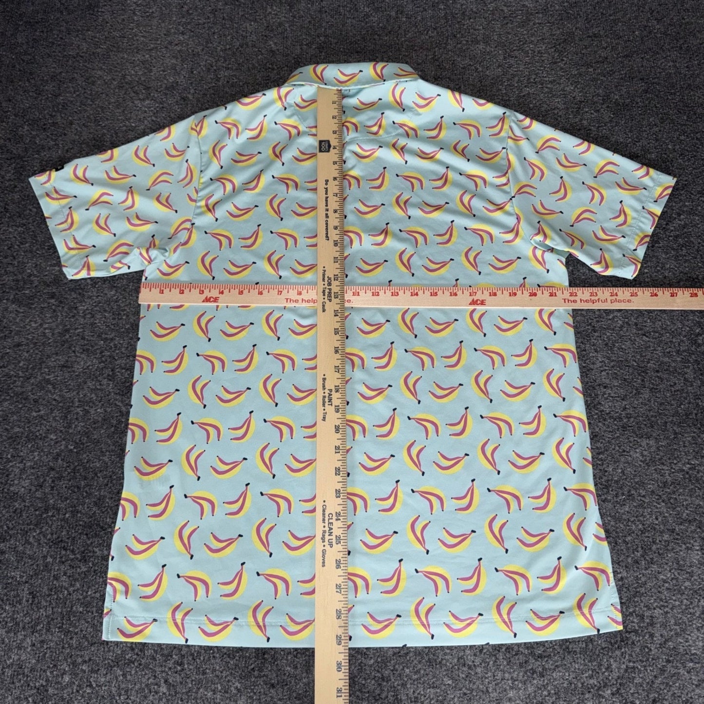 Bad Birdie Mens Large Banana AOP Golf Polo Shirt Short Sleeve Performance Casual