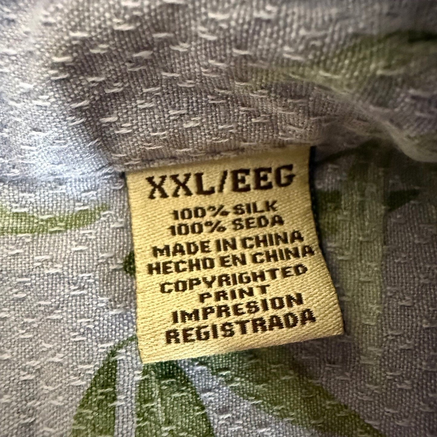 Jamaica Jaxx Hawaiian Shirt Mens 2XL Silk Blue Bamboo Print Island Style Aloha