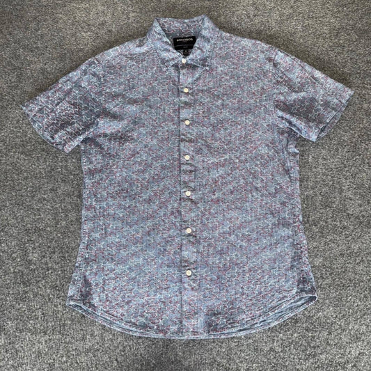 Bonobos Shirt Shark Geometric Stretch Slim Fit Button Up Short Sleeve Men Medium