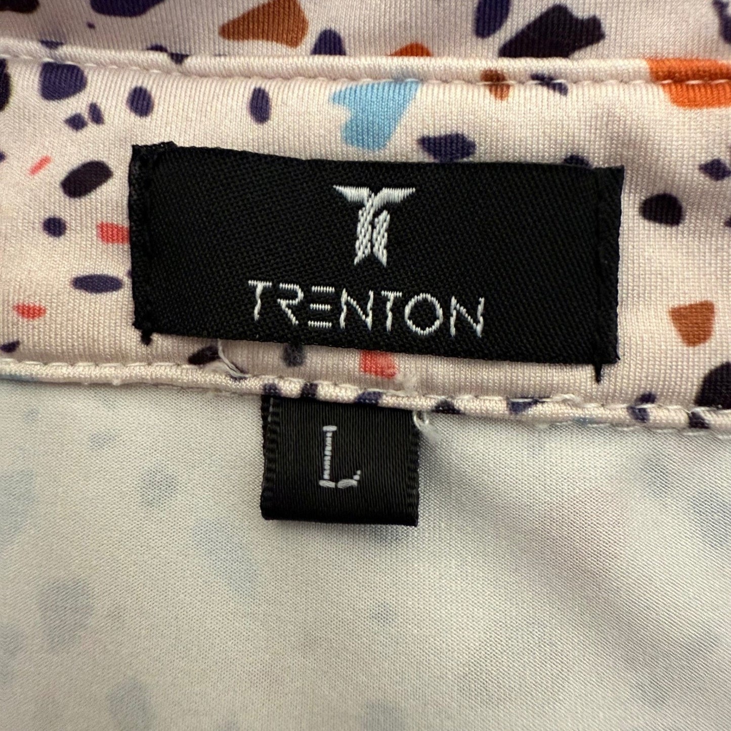 Trenton Polo Shirt Men Large Terrazzo Print Short Sleeve Golf Casual Performance
