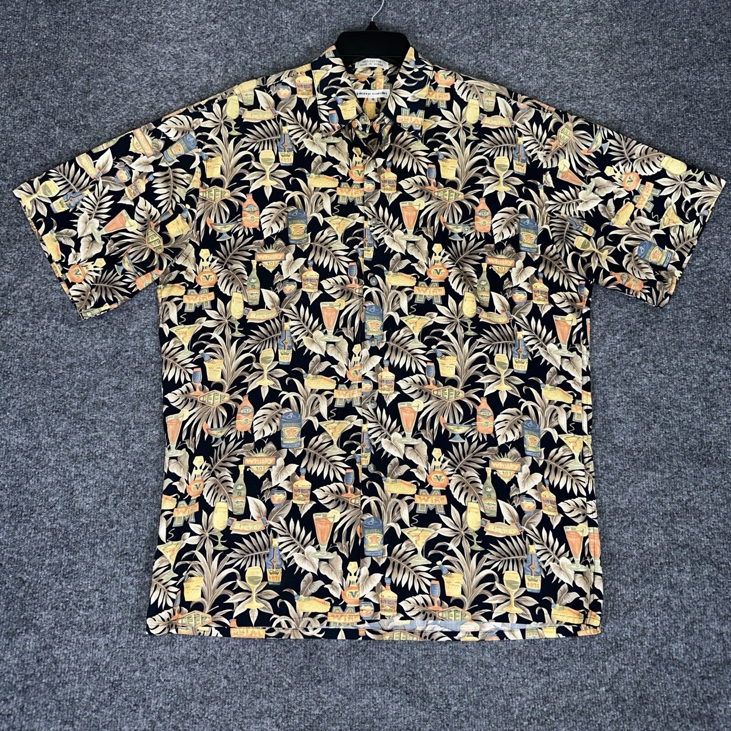 Pierre Cardin Hawaiian Shirt Mens M Floral Button Up Short Sleeve Cotton Adult