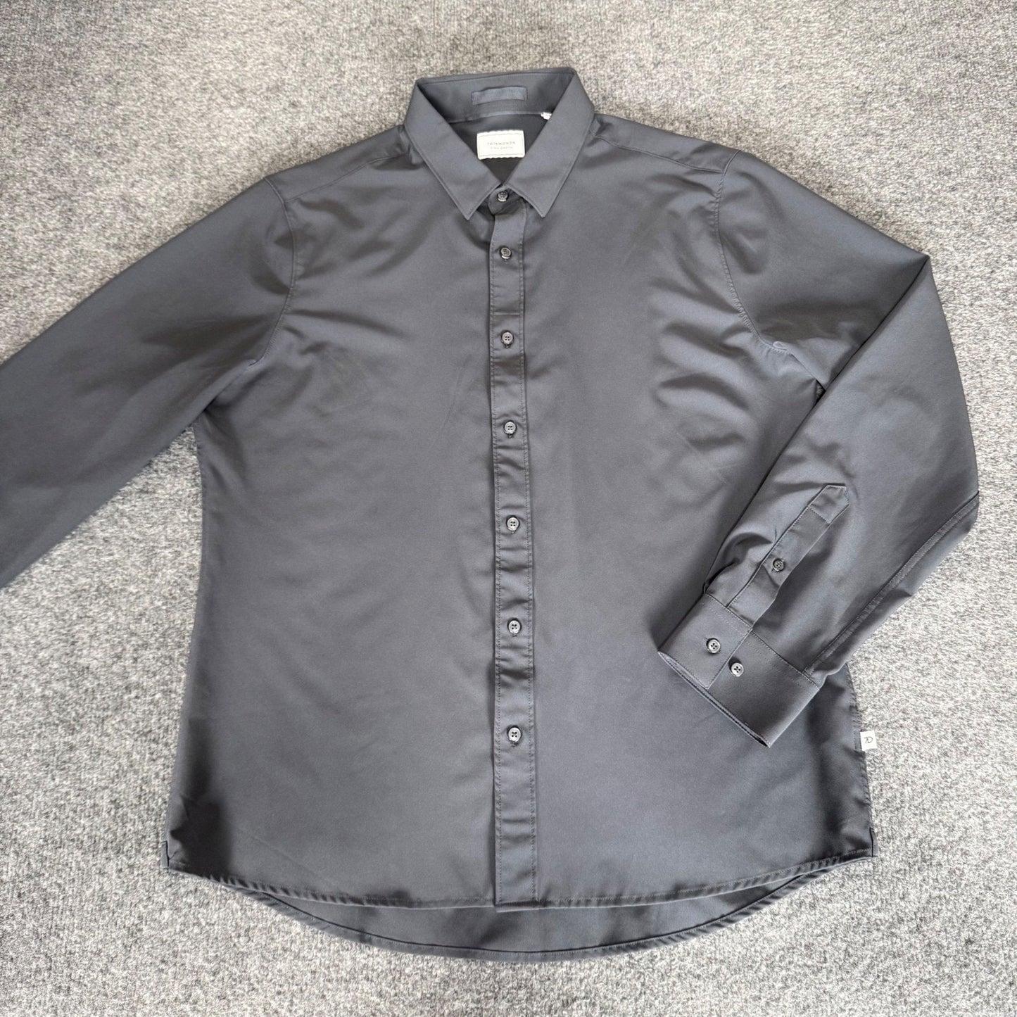 7 Diamonds 4-Way Stretch Shirt Mens L Gray Long Sleeve Button Up Casual Comfort