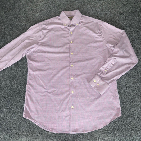 Peter Millar Summer Comfort Shirt Mens L Plaid Long Sleeve Button Down Stretch
