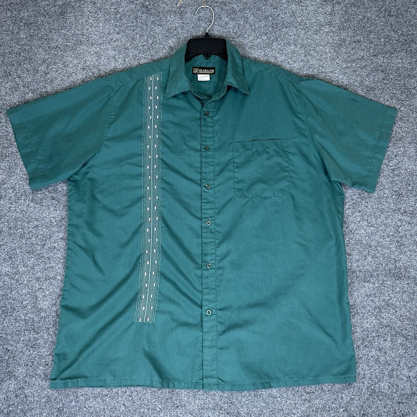 Haband Shirt Mens XL Green Button Up Short Sleeve Pocket Casual Extra Large Adul