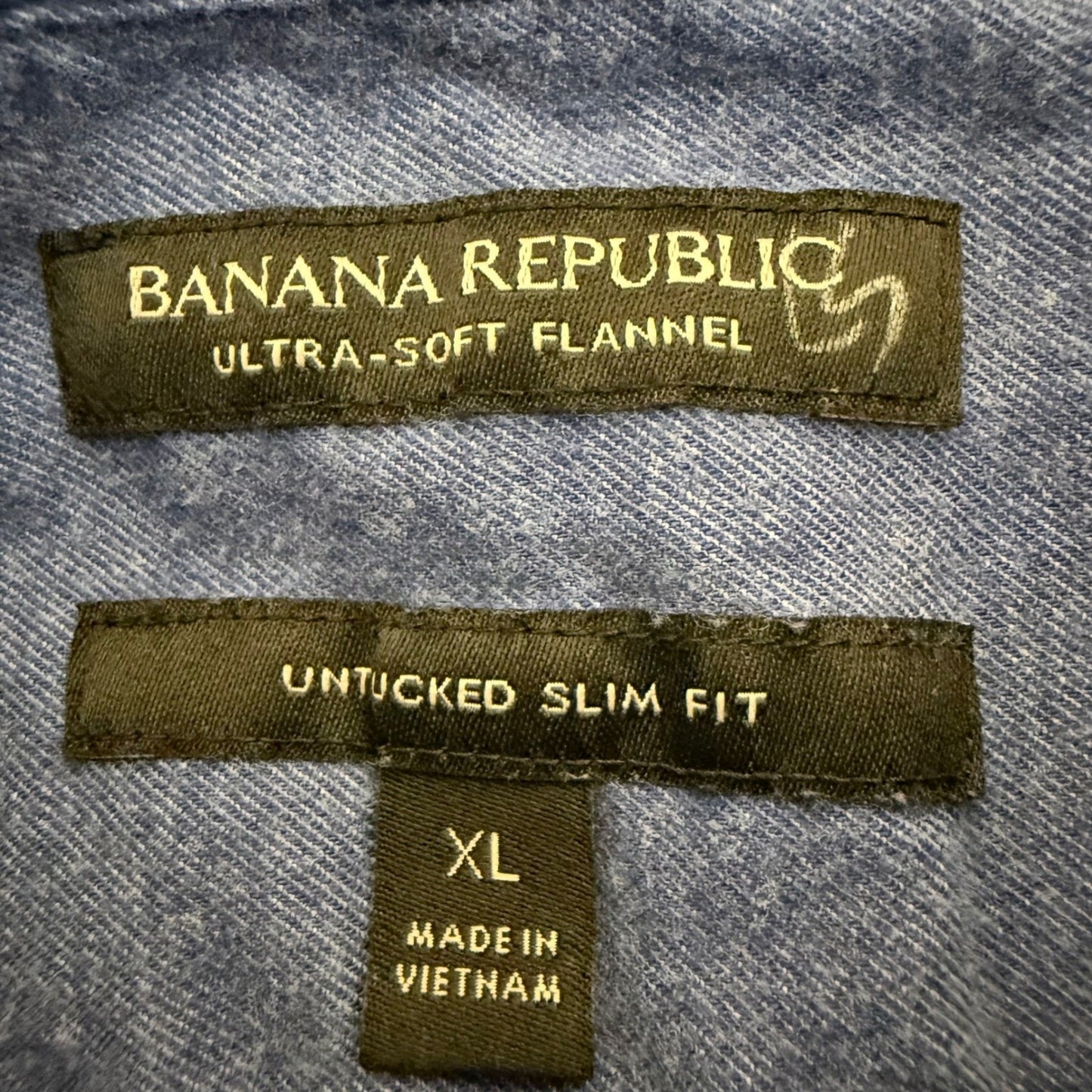 Banana Republic Mens XL Blue Flannel Slim Fit Button Up Long Sleeve Soft Casual