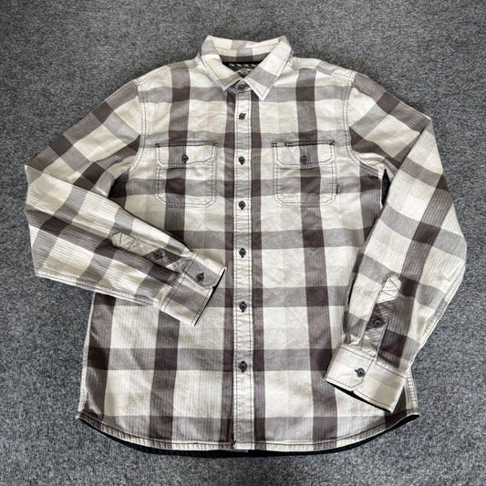Vans Off The Wall Mens Medium Grey Plaid Flannel Button Up Shirt Skate Casual
