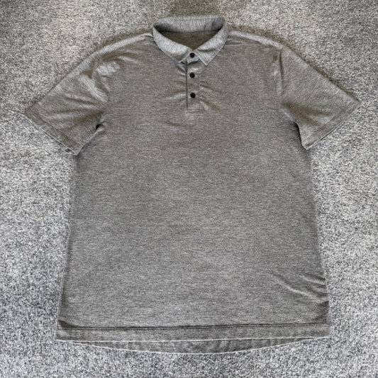 Lululemon Polo Shirt Mens Large Gray Stretch Short Sleeve Preppy Golf Casual Top