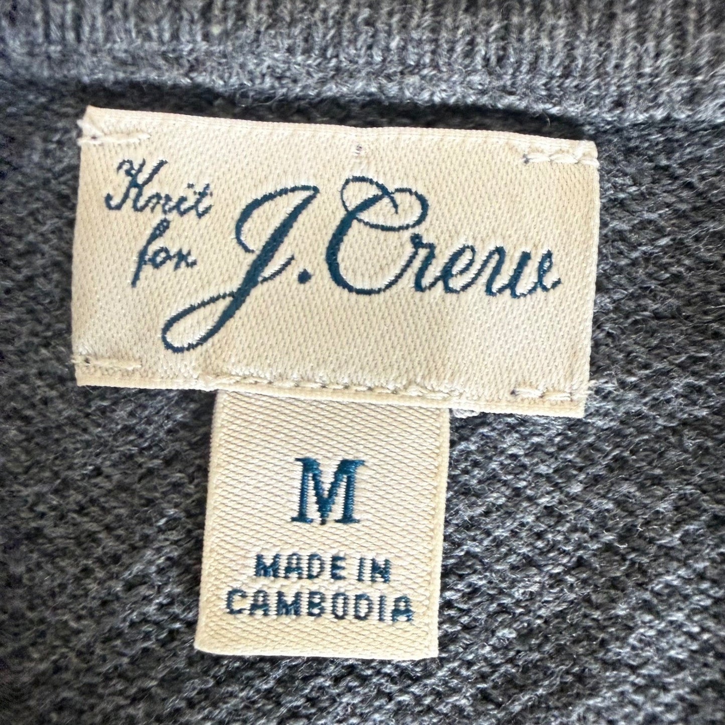 J.Crew Mens Medium Gray Textured Cotton Crewneck Sweater Classic Pullover Knit