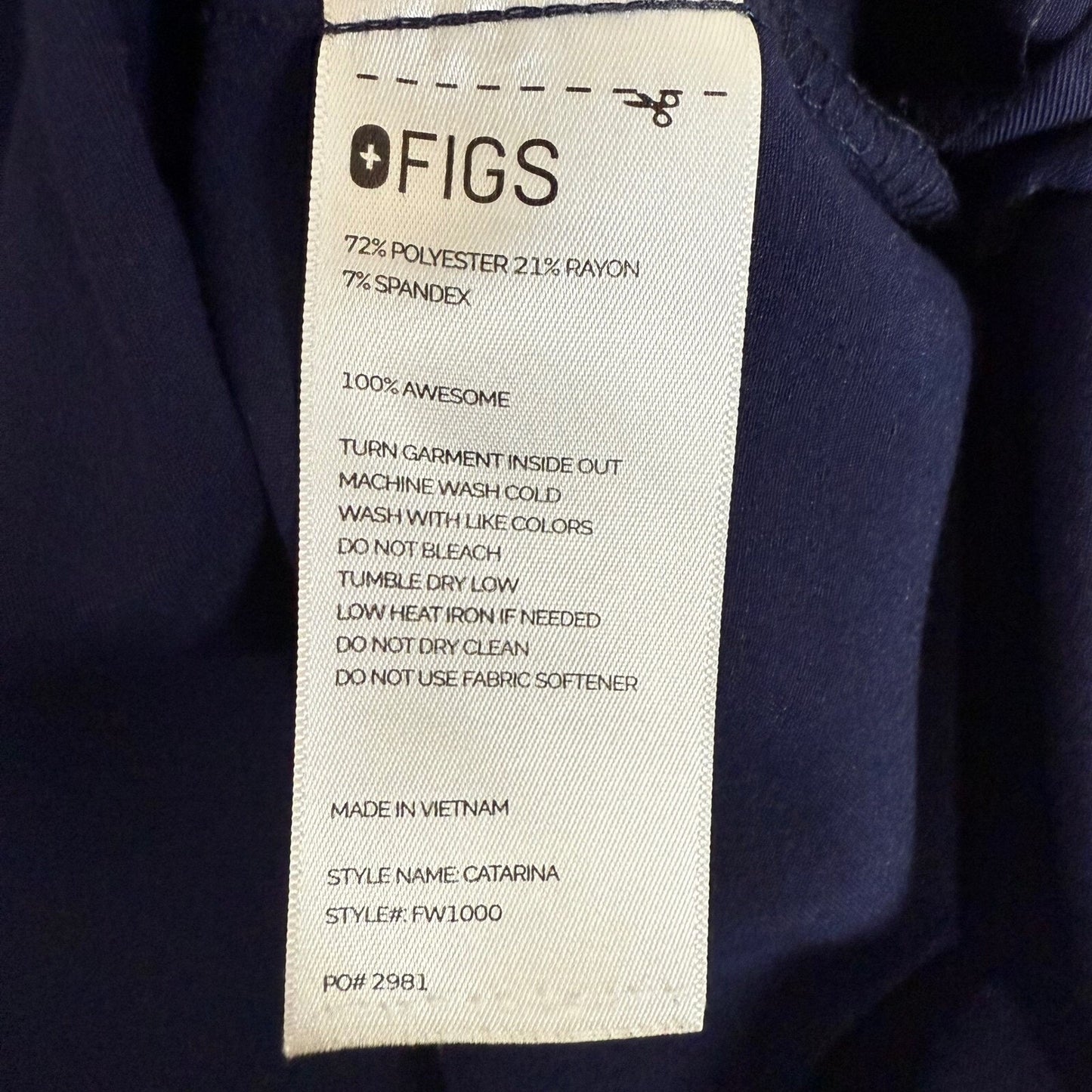 FIGS Catarina Scrub Top Medical V-Neck Short Sleeve Nursing Women's Blue Medium