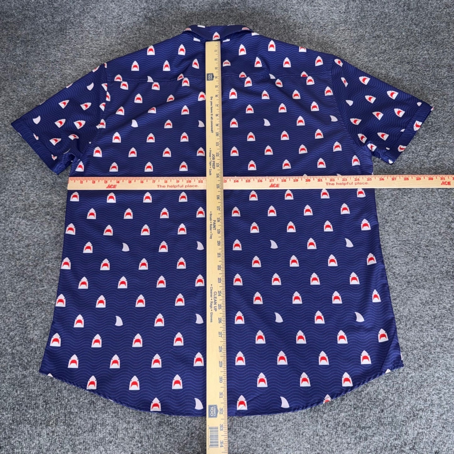 RSVLTS Shirt Mens XXL Blue Shark Print Short Sleeve Button Down KUNUFLEX Casual