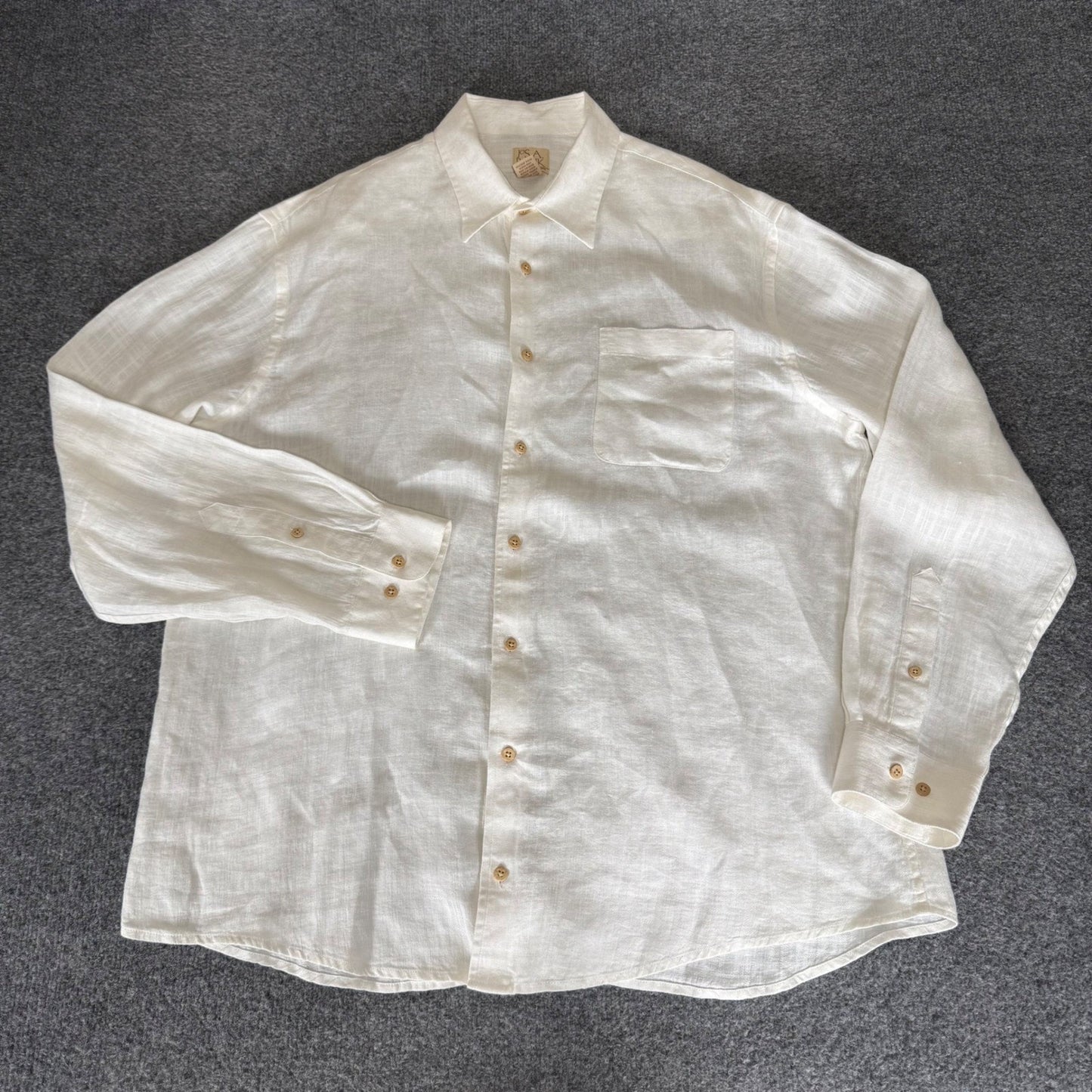Jos A Bank Mens XL White 100% Linen Long Sleeve Button Up Shirt Casual Classic