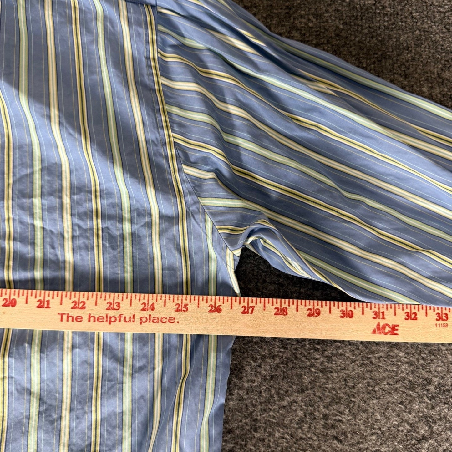 Faconnable Mens XLT Blue Striped Button Down Shirt Cotton Dress Casual Classic